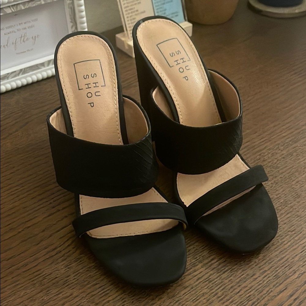 ShuShop Black Women's Chunky Heel Sandal